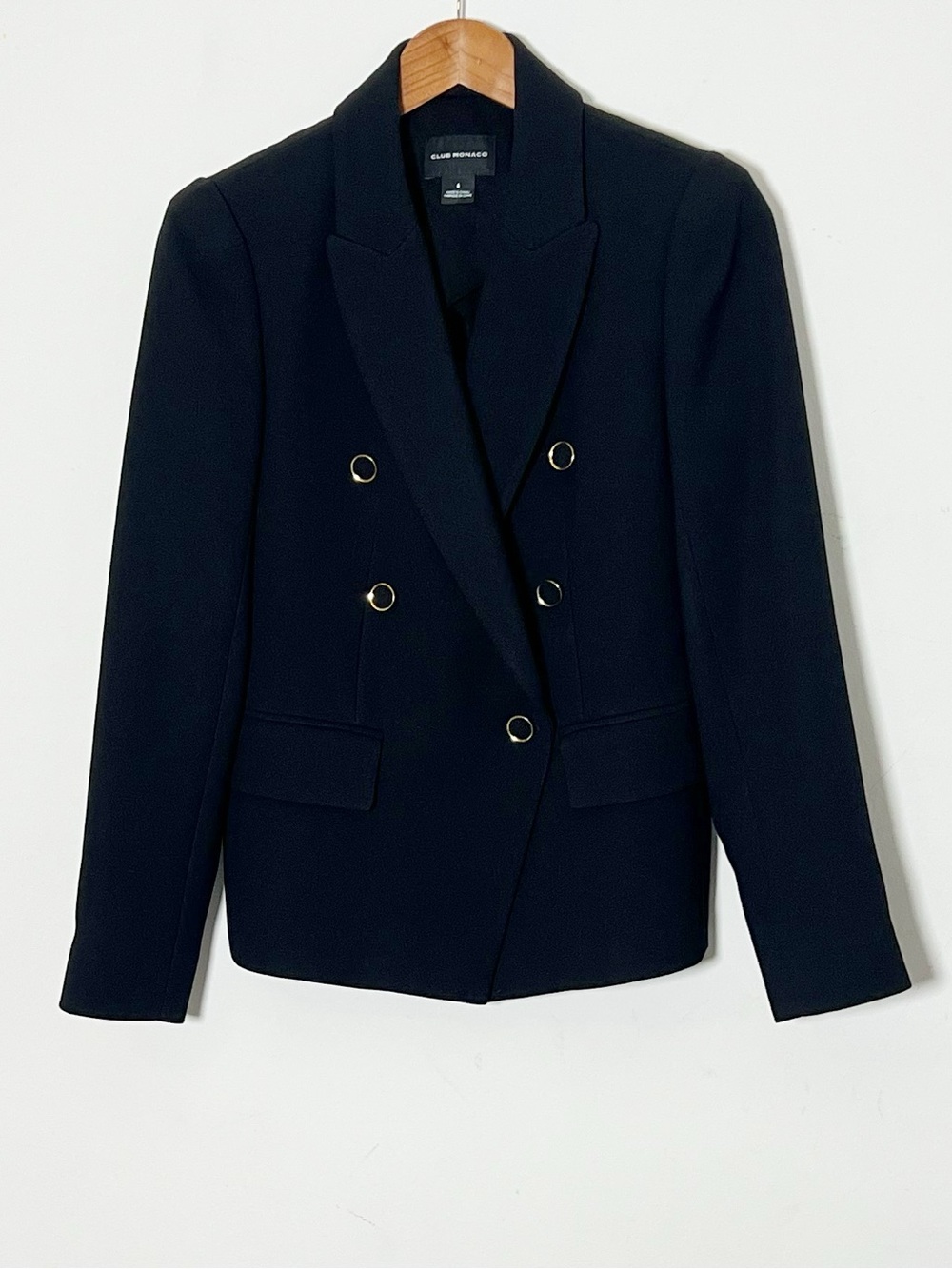Club Monaco Blue Double Breasted Blazer Gold Button Tailored Jacket